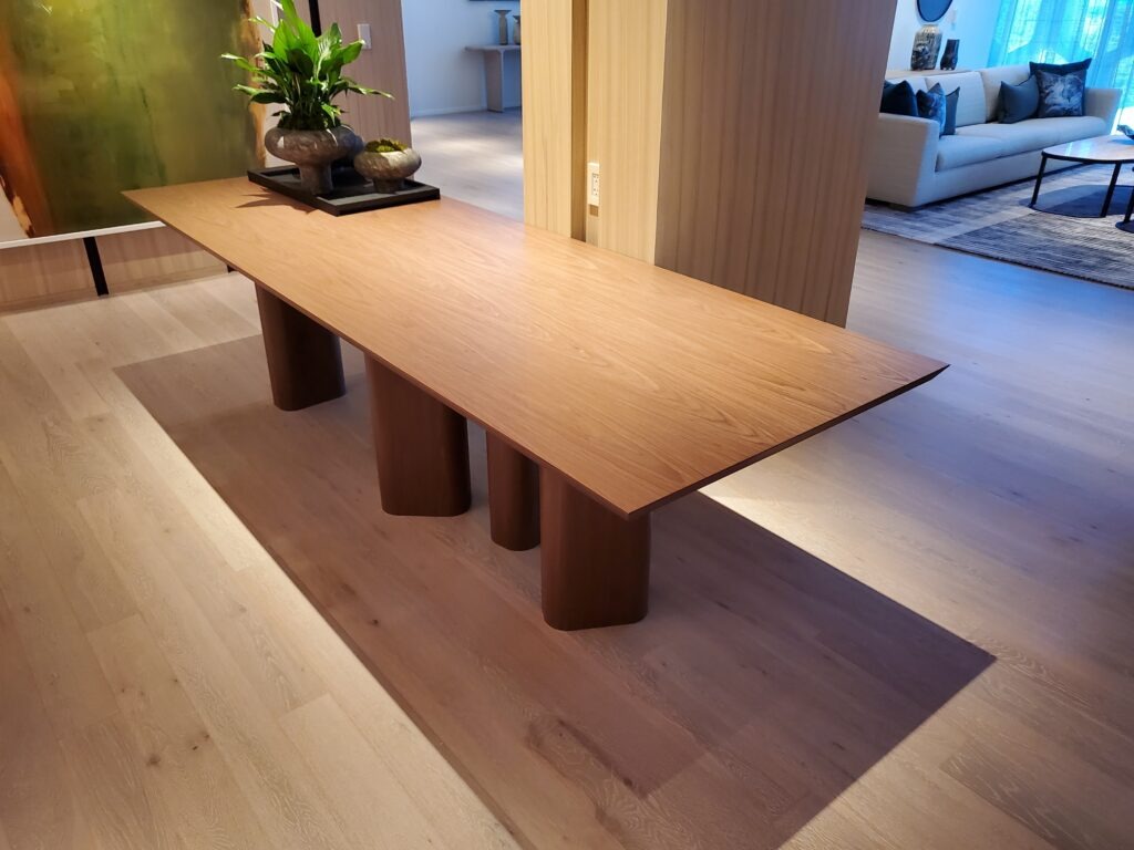 A customed table with decorative plants